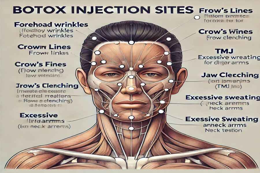 Ultimate Guide to Botox: Uses Benefits and Side Effects 2 Botox Injection Sites